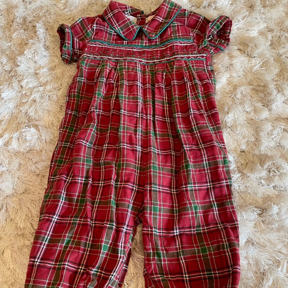 EUC Smockingbird Kids plaid smocked longall